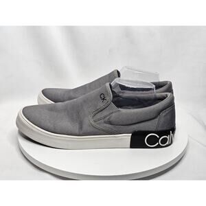 Calvin Klein Ryor Men's Size 9.5 Canvas Slip On Sneakers Grey Comfort Casual